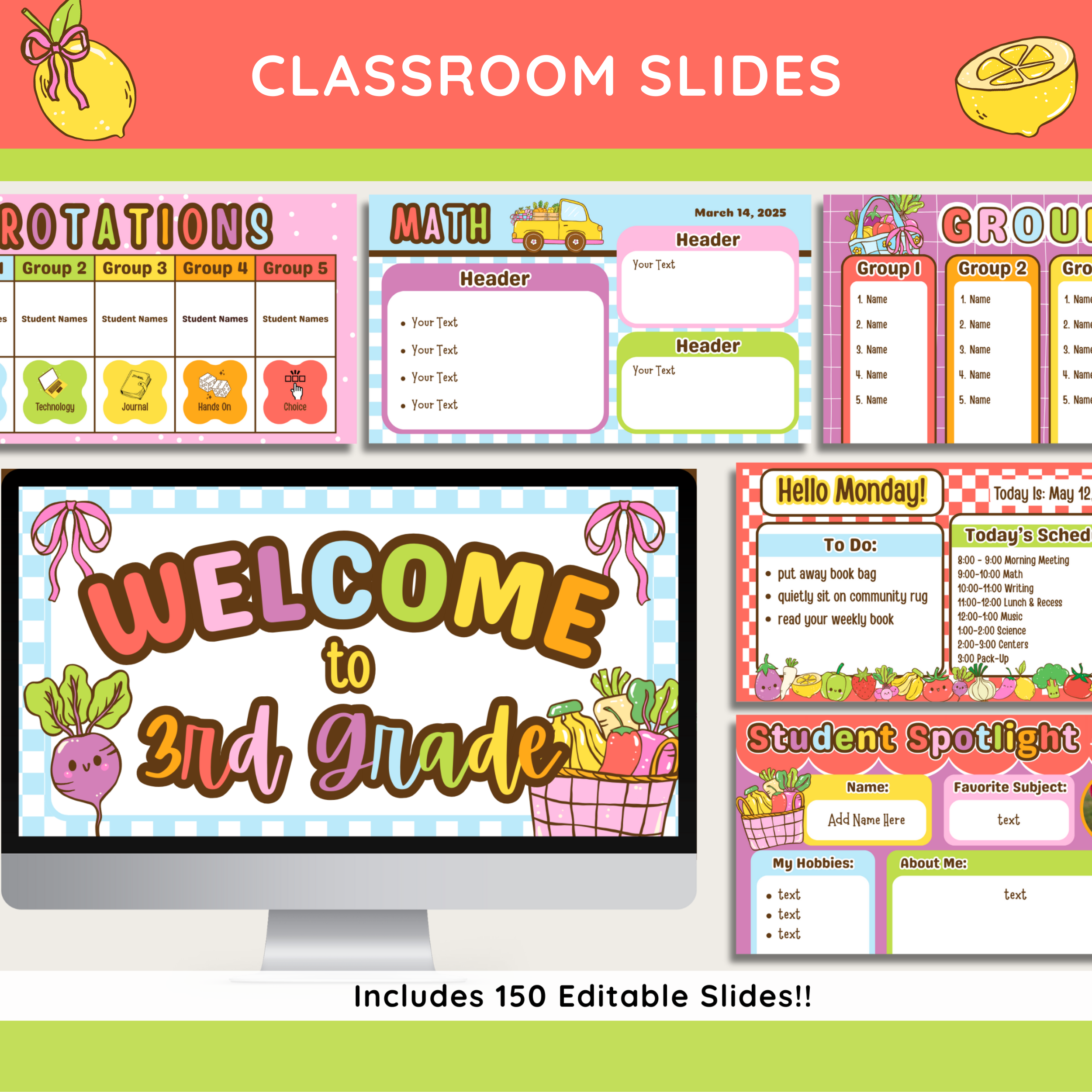 Editable Classroom Farmer's Market Printable Decor Bundle: School Display Kits, Canva Template (Digital Download), Fruit & Veggie Teacher Theme