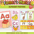 ASL Printable Alphabet Posters: A-Z Picture & Words Prints, Farmer's Market Theme, Editable Canva Template (Digital Download)