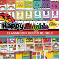 Bold Happy Rainbow Classroom Decor Bundle: Editable Printable Posters (Canva Template Digital Download), Happy Brights Teacher Decor Theme