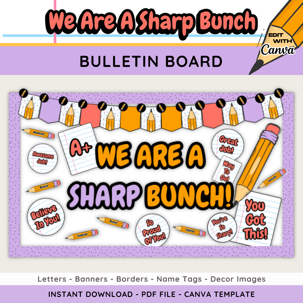 We Are A Sharp Bunch Bulletin Board: End Of School Year Testing Display Kit, PDF