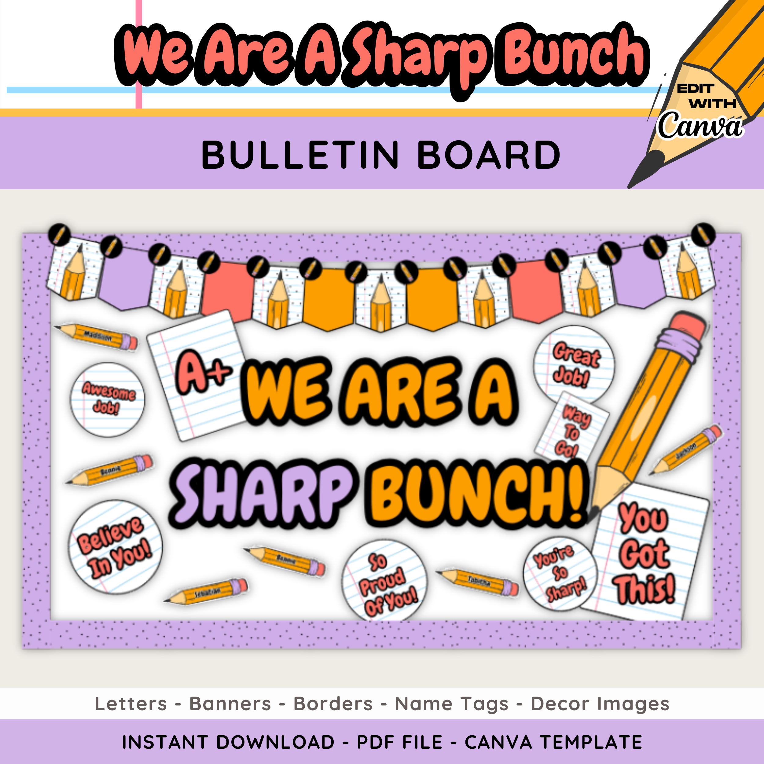We Are A Sharp Bunch Bulletin Board: End Of School Year Testing Display Kit, PDF