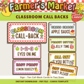 Classroom Teacher Call Backs: Call & Response Labels, Farmer's Market Decor Theme, Editable Canva Template (Digital Download)