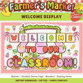 Welcome Bulletin Board Printable Display: Farmer's Market Teacher Door Kit, Editable Canva Template (Digital Download)