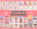 Retro Vibes Classroom Decor Bundle: Editable Teacher Templates (Canva), Pink Purple Orange Classroom Theme
