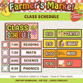 Classroom Daily Schedule Printable Display: Farmer's Market Classroom Decor Theme, Editable Template (Digital Download)