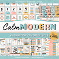 Calm Modern Classroom Decor Bundle: Simple Pastel Teacher Theme (Canva Template)