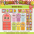 Word Wall Printable Display Kit: Sight Word Literacy, Farmer's Market Decor Theme, Editable Canva Template (Digital Download)