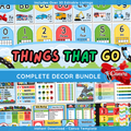 Transportation Classroom Decor Bundle: Vehicles Things That Go Display Theme, Editable Canva Template, Printable Digital Download