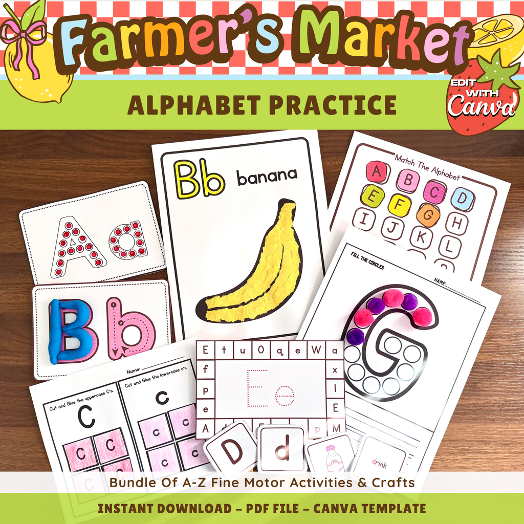 Fine Motor Skills Alphabet Practice Crafts & Activities: Toddler Preschool Kindergarten Handwriting Literacy Centers