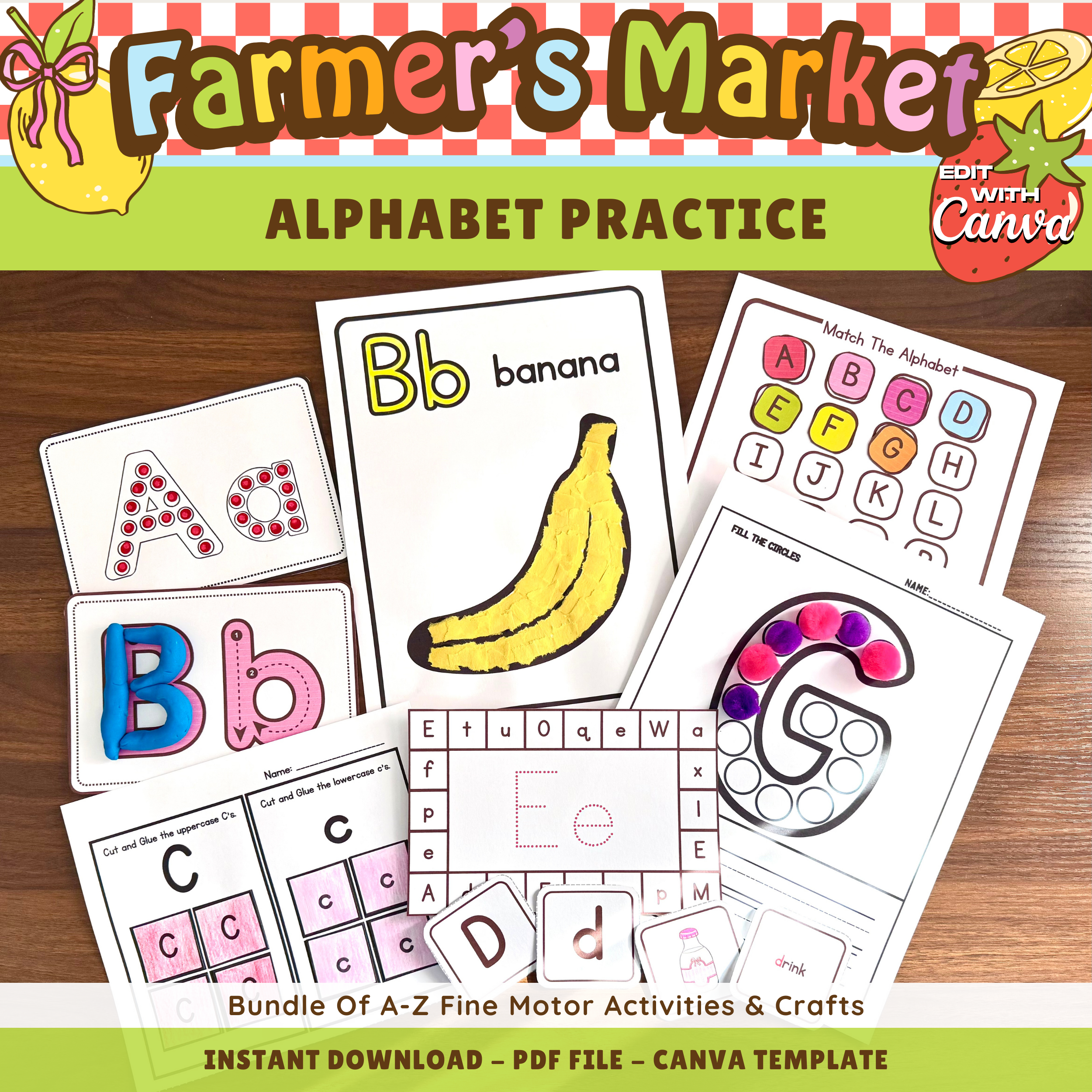 Fine Motor Skills Alphabet Practice Crafts & Activities: Toddler Preschool Kindergarten Handwriting Literacy Centers