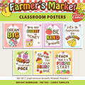 Inspirational Growth Mindset Printable Classroom Posters: Farmer's Market Classroom Decor Theme, Editable Template (Digital Download)