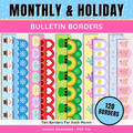 Monthly & Holiday Bulletin Borders: Seasonal Displays, Printable PDF Classroom Decor, Complete School Year Bulletin Borders