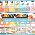 Retro Groovy Chicks Classroom Decor Bundle Theme: Editable Teacher Canva Templates, Printable Digital Download