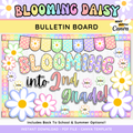 Blooming Daisy Pastel Summer Bulletin Board, Back To School Display Kit, Printable PDF, Canva Template