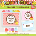 Classroom Teacher Filing Labels & Tabs: Farmer's Market Decor Theme, Editable Canva Template (Digital Download)
