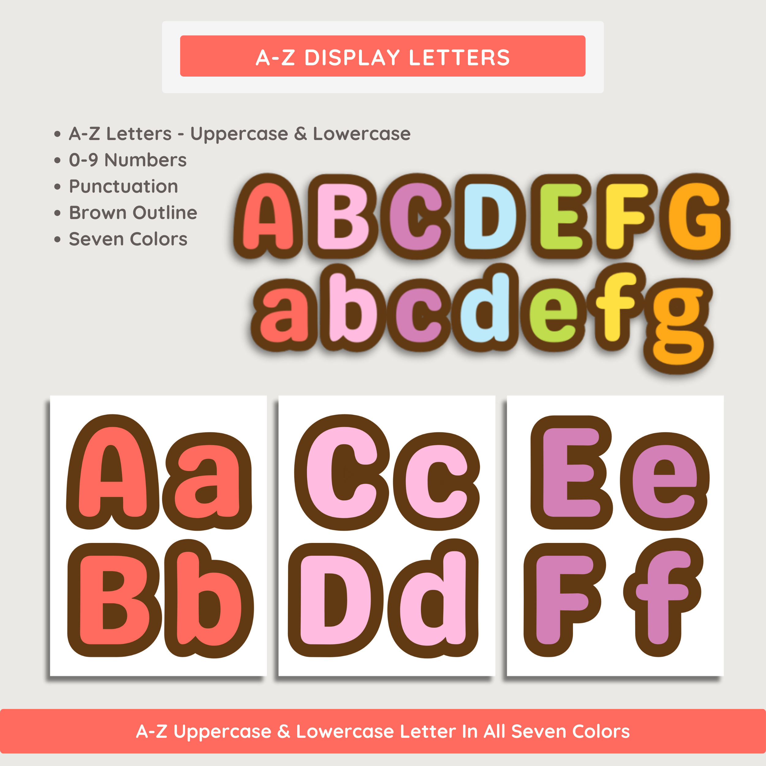 Bright Printable Display Bulletin Board Letters: Farmer's Market Decor Theme, Editable Canva Template (Digital Download)