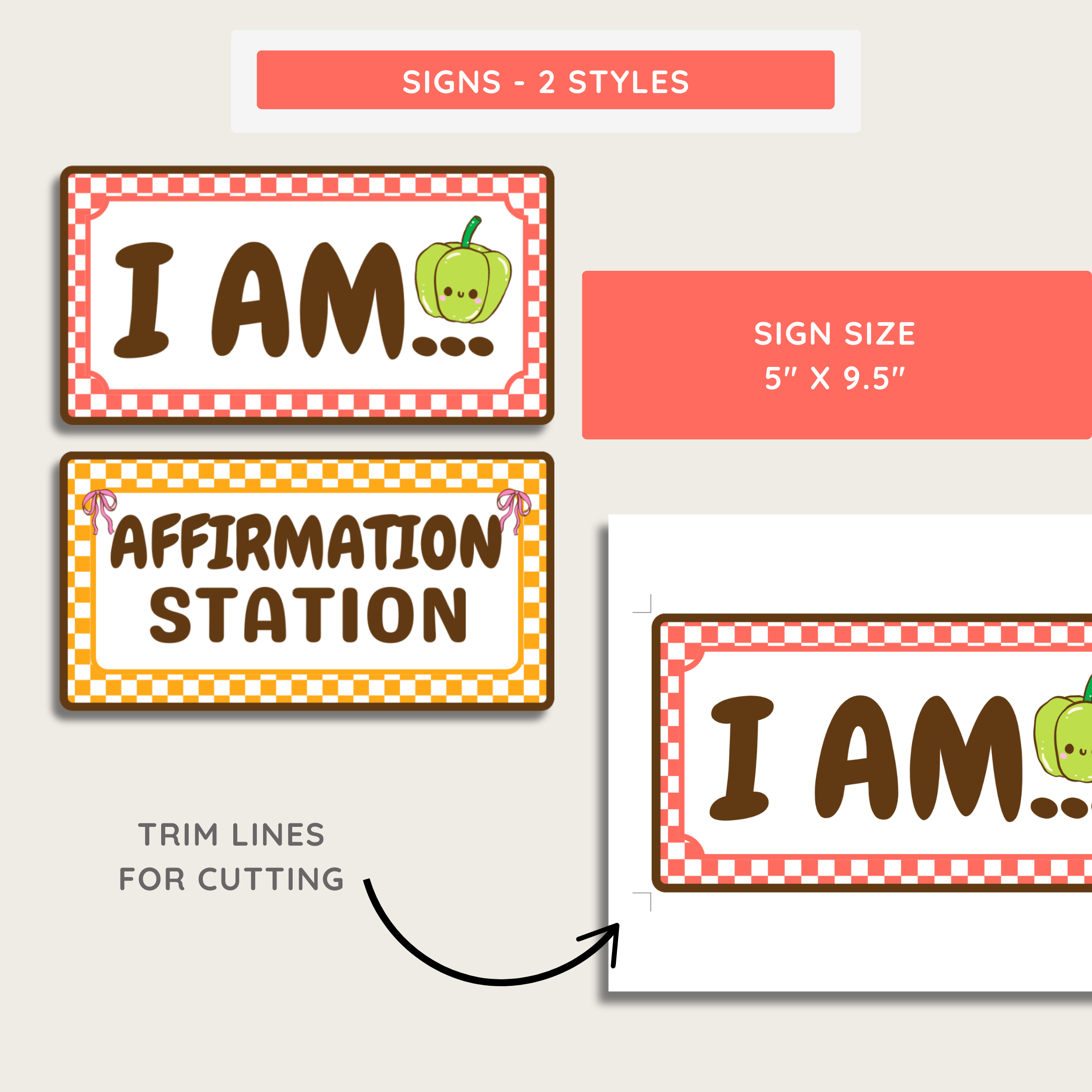Affirmation Station: Kids Inspirational Labels, Farmer's Market Classroom Decor Theme, Editable Template (Digital Download)