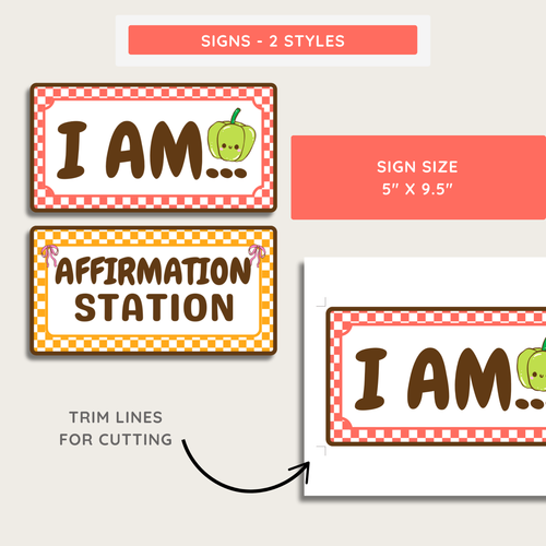Affirmation Station: Kids Inspirational Labels, Farmer's Market Classroom Decor Theme, Editable Template (Digital Download)
