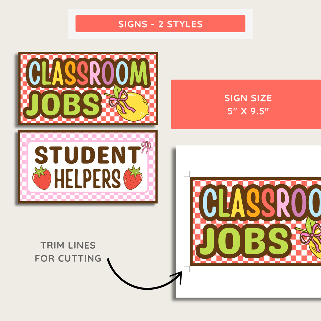 Classroom Jobs Student Helpers Printable Display: Farmer's Market Decor Theme, Editable Template (Digital Download)