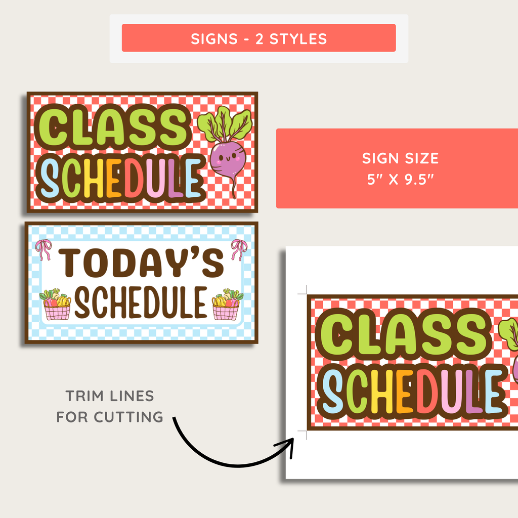 Classroom Daily Schedule Printable Display: Farmer's Market Classroom Decor Theme, Editable Template (Digital Download)