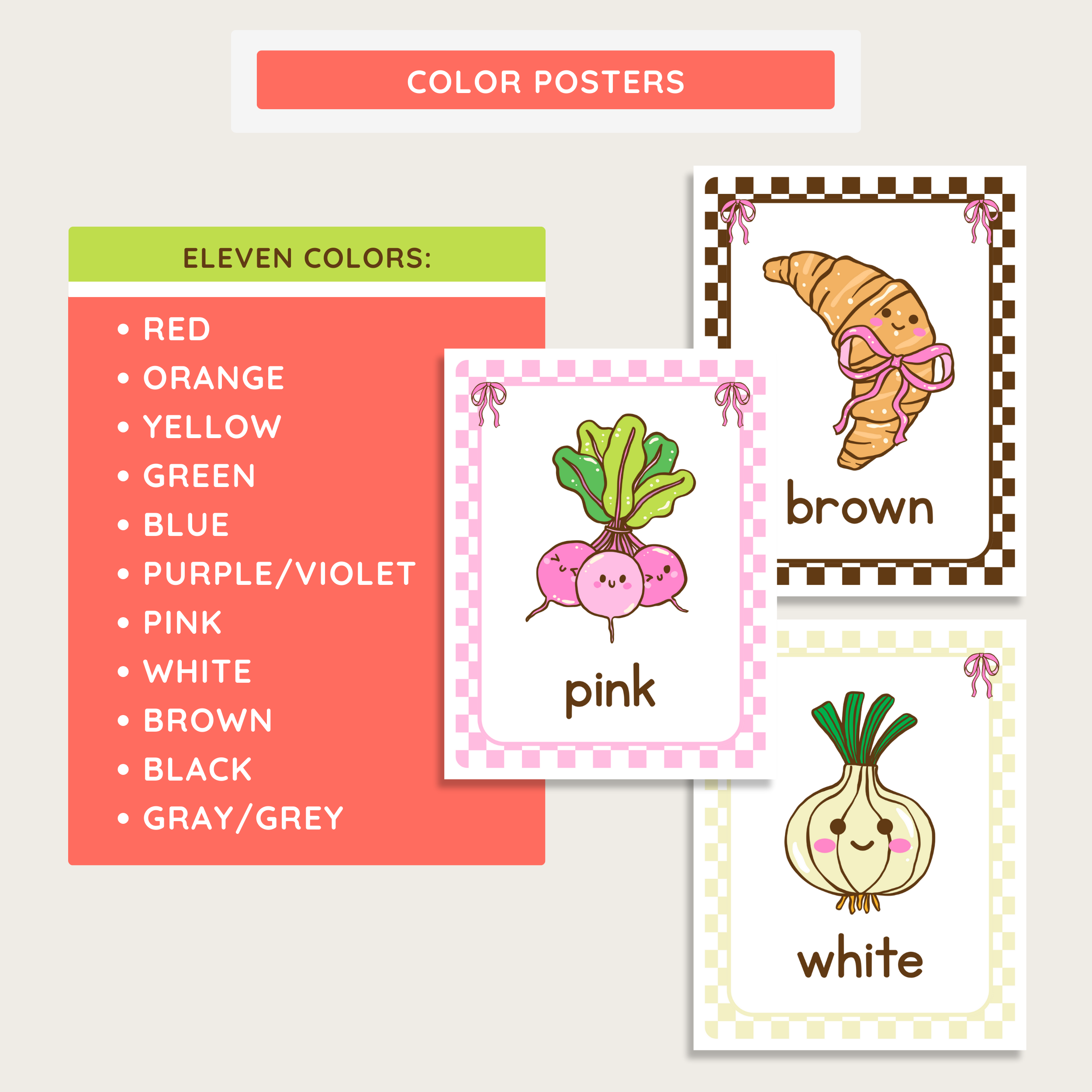 Fruit Printable Color Posters: Farmer's Market Classroom Decor Theme, Editable Canva Template (Digital Download)