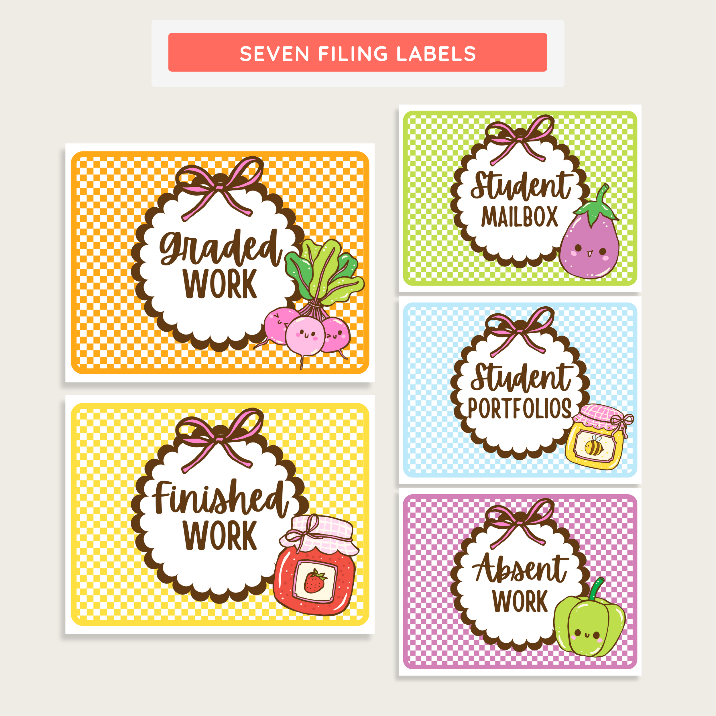 Classroom Teacher Filing Labels & Tabs: Farmer's Market Decor Theme, Editable Canva Template (Digital Download)