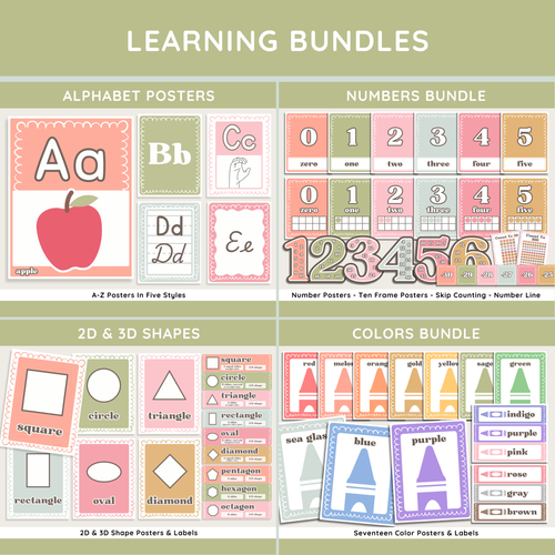 Bold Pastel Printable Classroom Decor Bundle: Editable Teacher Complete Room Kit, Simple Modern Theme