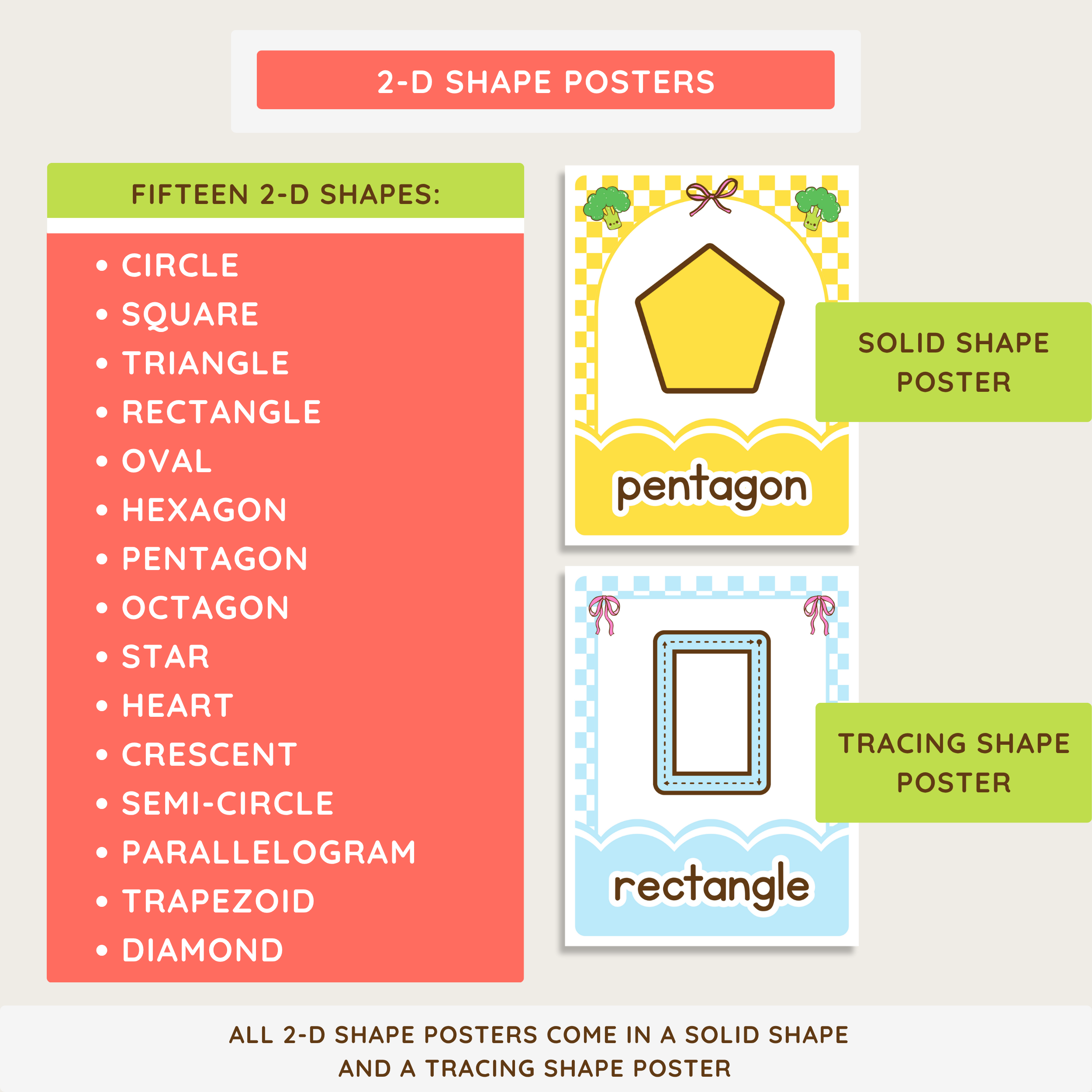 Printable 2-D & 3-D Shape Posters: Farmer's Market Classroom Decor Theme, Editable Canva Template (Digital Download)