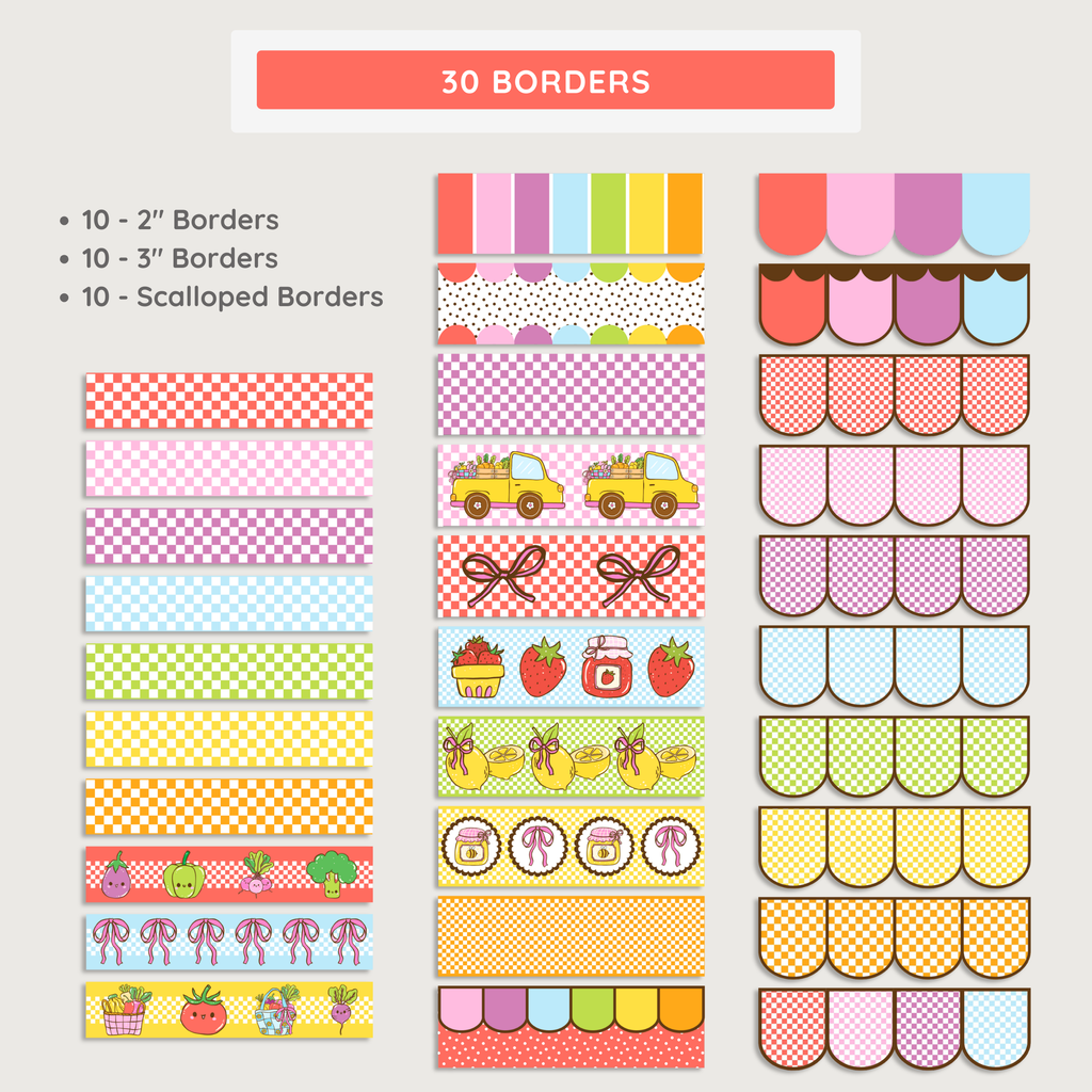 Printable Gingham Bulletin Borders, Farmer's Market Classroom Decor Theme, Checkered Display Borders, Editable Template (Digital Download)