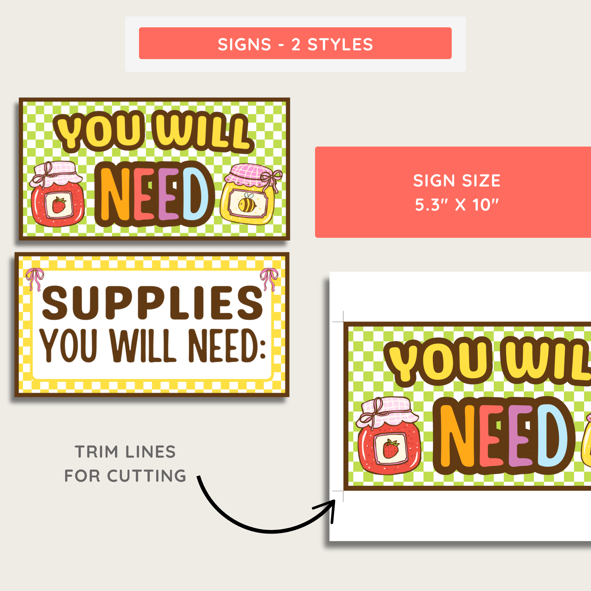 Visual Supply Cards Display: Teacher Instructional Helper, Farmer's Market Classroom Decor Theme, Editable Template (Digital Download)