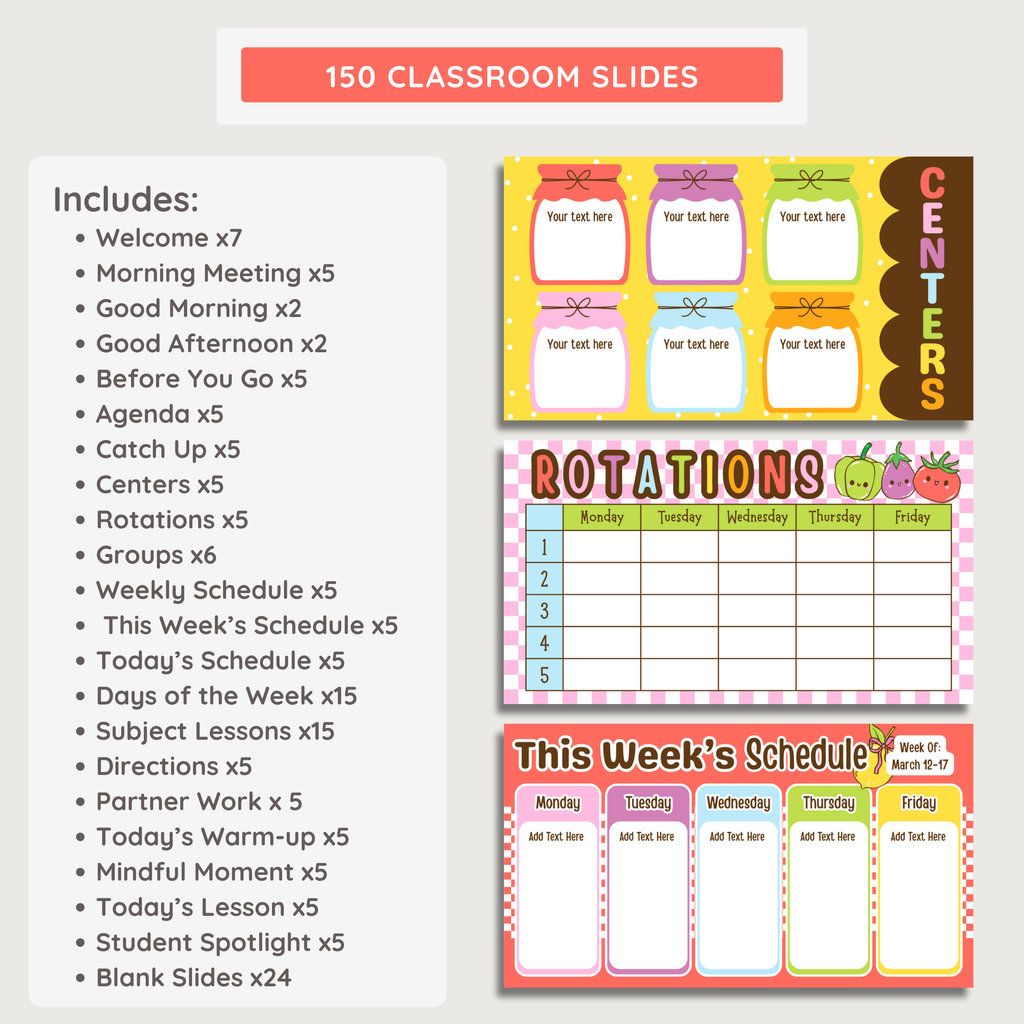 Farmer's Market Editable Classroom Slides: Canva Template (Digital Download), Teacher Daily Slide Presentations
