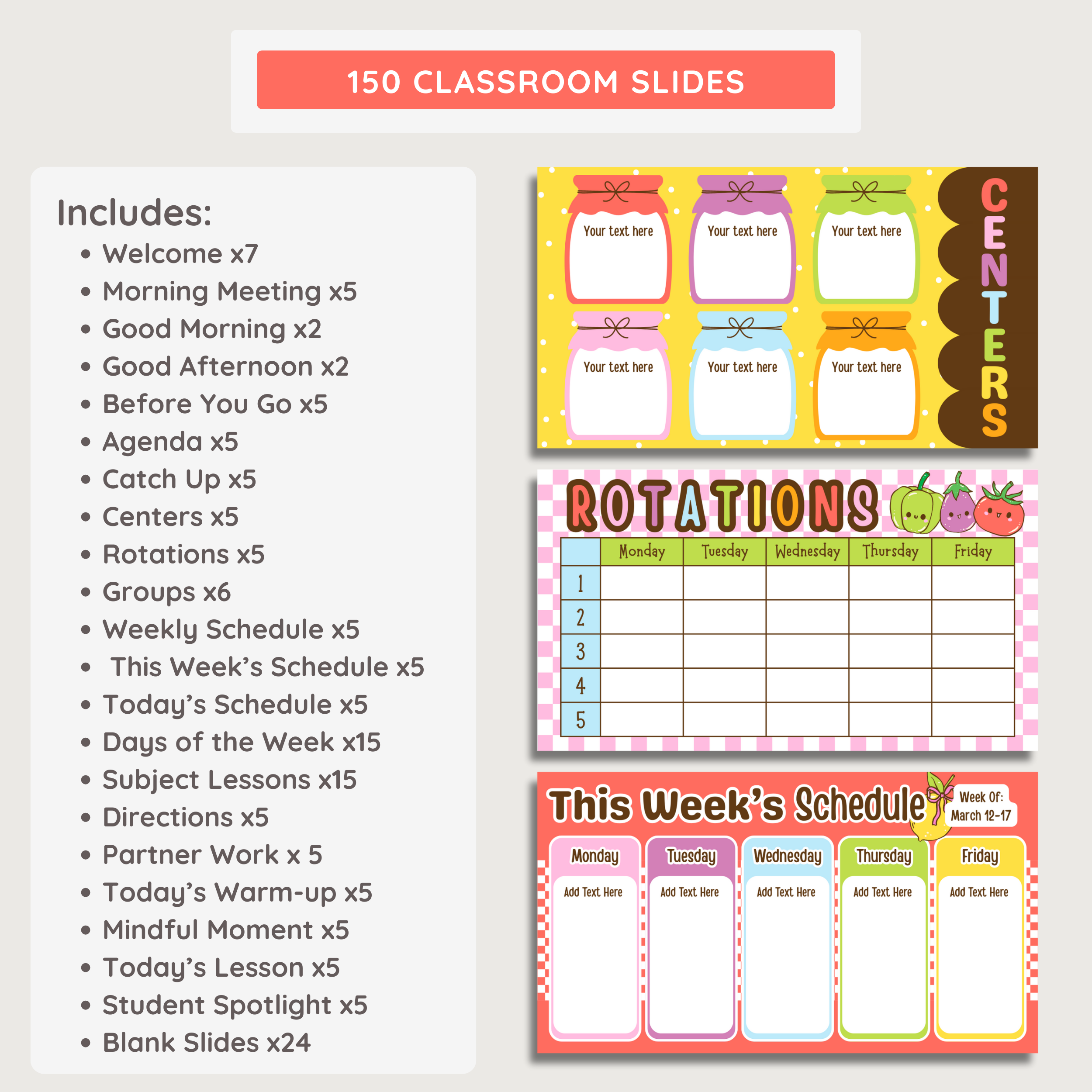 Farmer's Market Editable Classroom Slides: Canva Template (Digital Download), Teacher Daily Slide Presentations