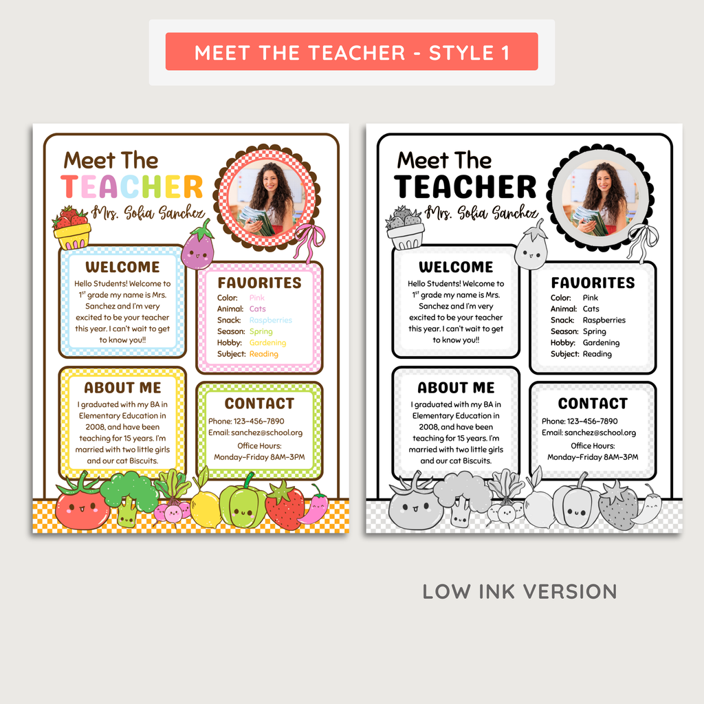 Printable Meet The Teacher Editable Template: Farmer's Market Classroom Decor Theme (Digital Download)