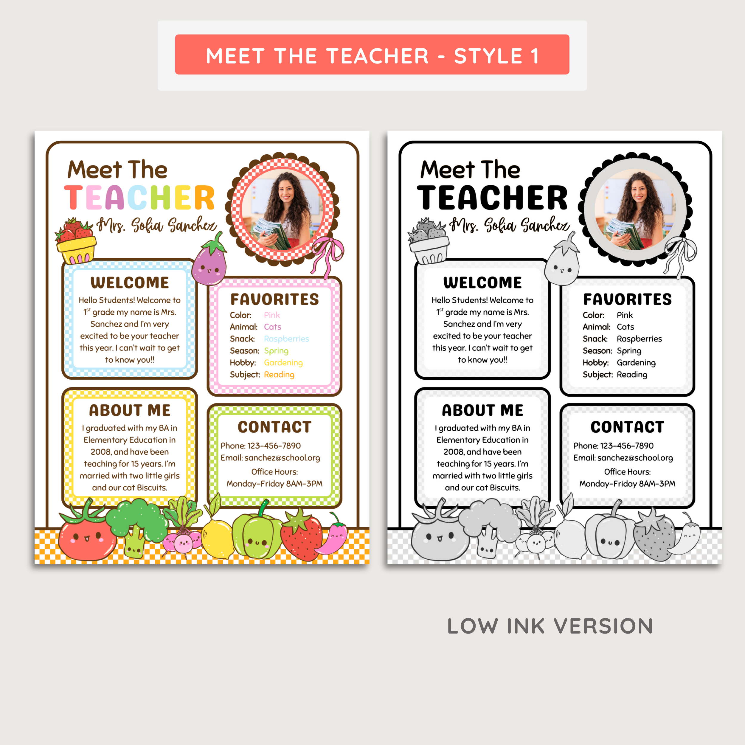Printable Meet The Teacher Editable Template: Farmer's Market Classroom Decor Theme (Digital Download)