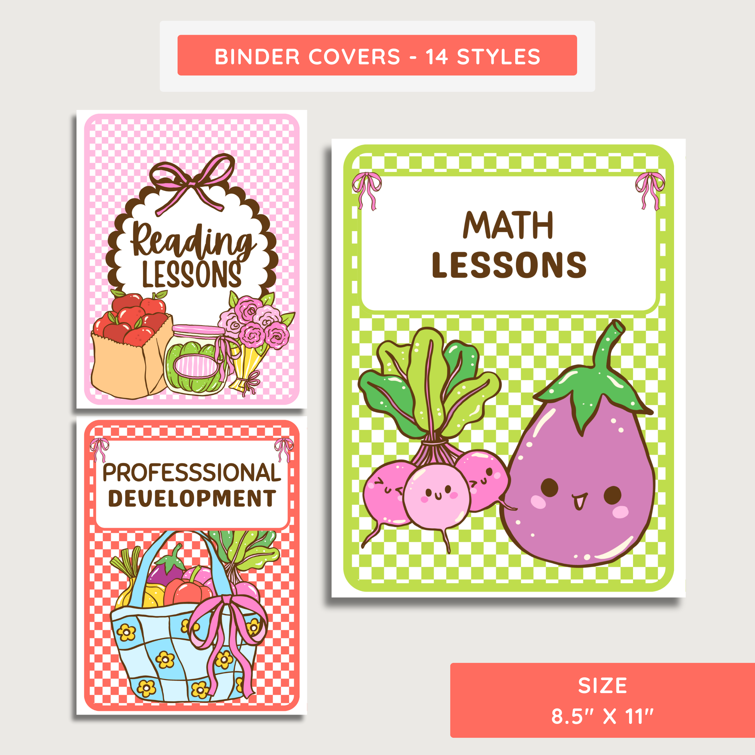 Printable Binder Covers & Spines, Farmer's Market Classroom Decor Theme, Editable Template (Digital Download)