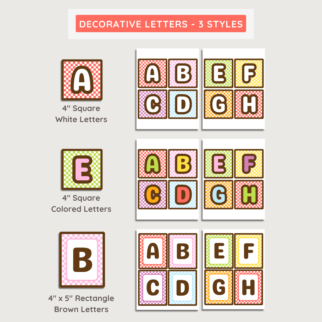 Bright Printable Display Bulletin Board Letters: Farmer's Market Decor Theme, Editable Canva Template (Digital Download)