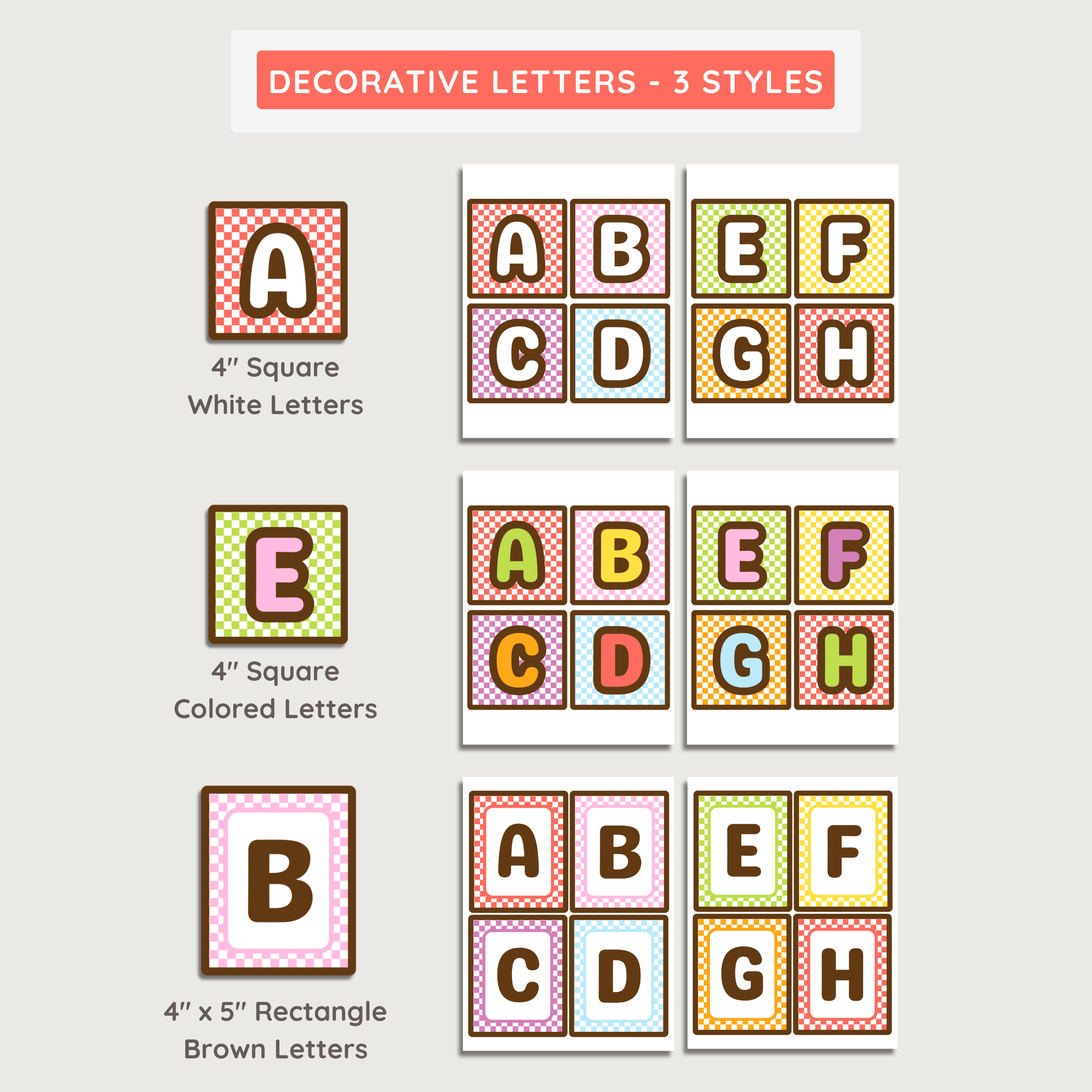 Bright Printable Display Bulletin Board Letters: Farmer's Market Decor Theme, Editable Canva Template (Digital Download)