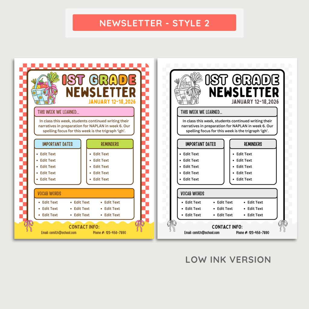 Printable Classroom Newsletter Editable Template: Farmer's Market School Decor Theme (Digital Download)