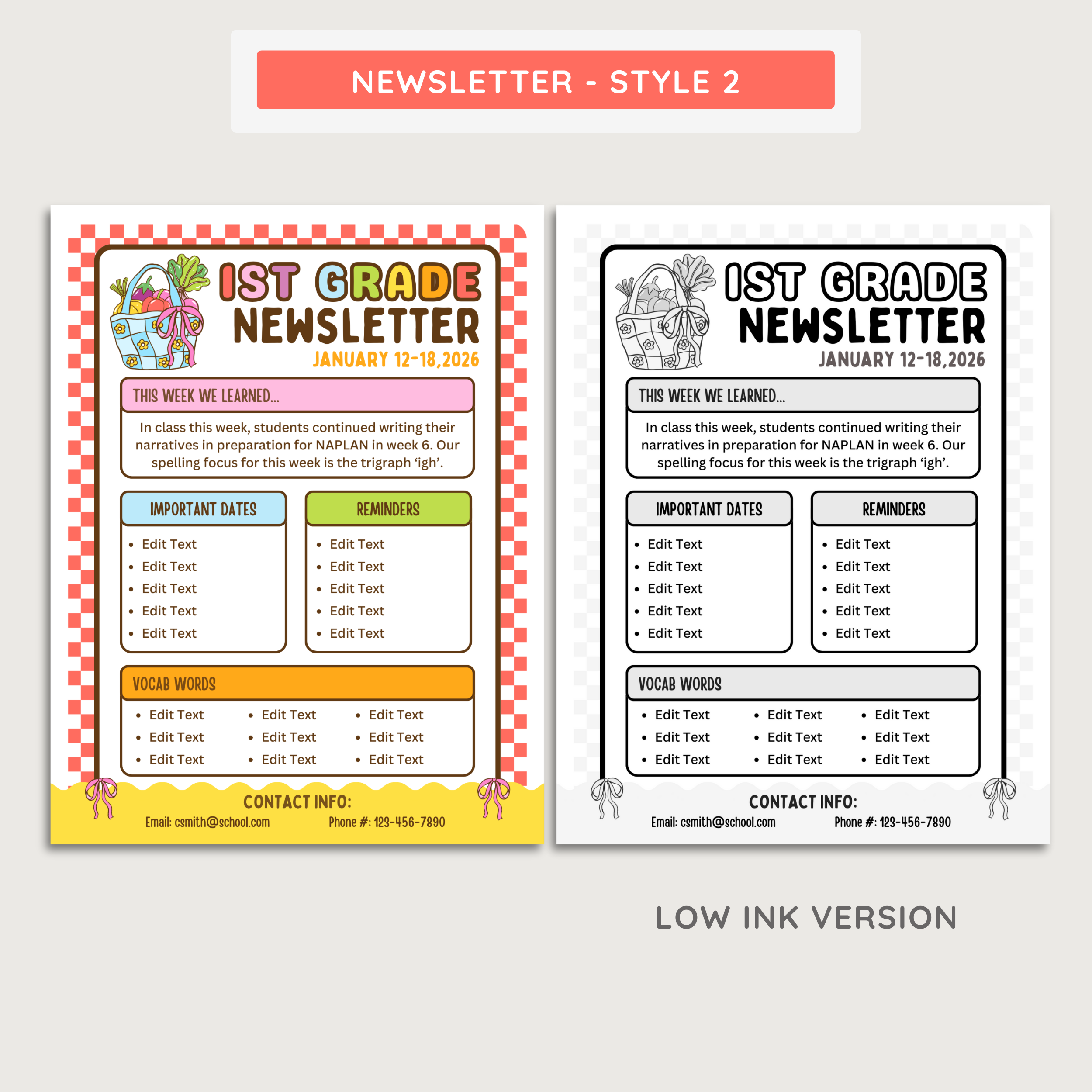 Printable Classroom Newsletter Editable Template: Farmer's Market School Decor Theme (Digital Download)