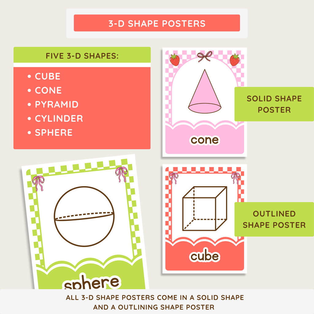 Printable 2-D & 3-D Shape Posters: Farmer's Market Classroom Decor Theme, Editable Canva Template (Digital Download)