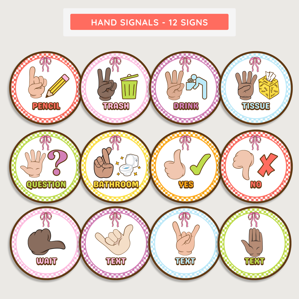 Printable Hand Signal Posters: Farmer's Market Classroom Decor Theme, Editable Canva Template (Digital Download)