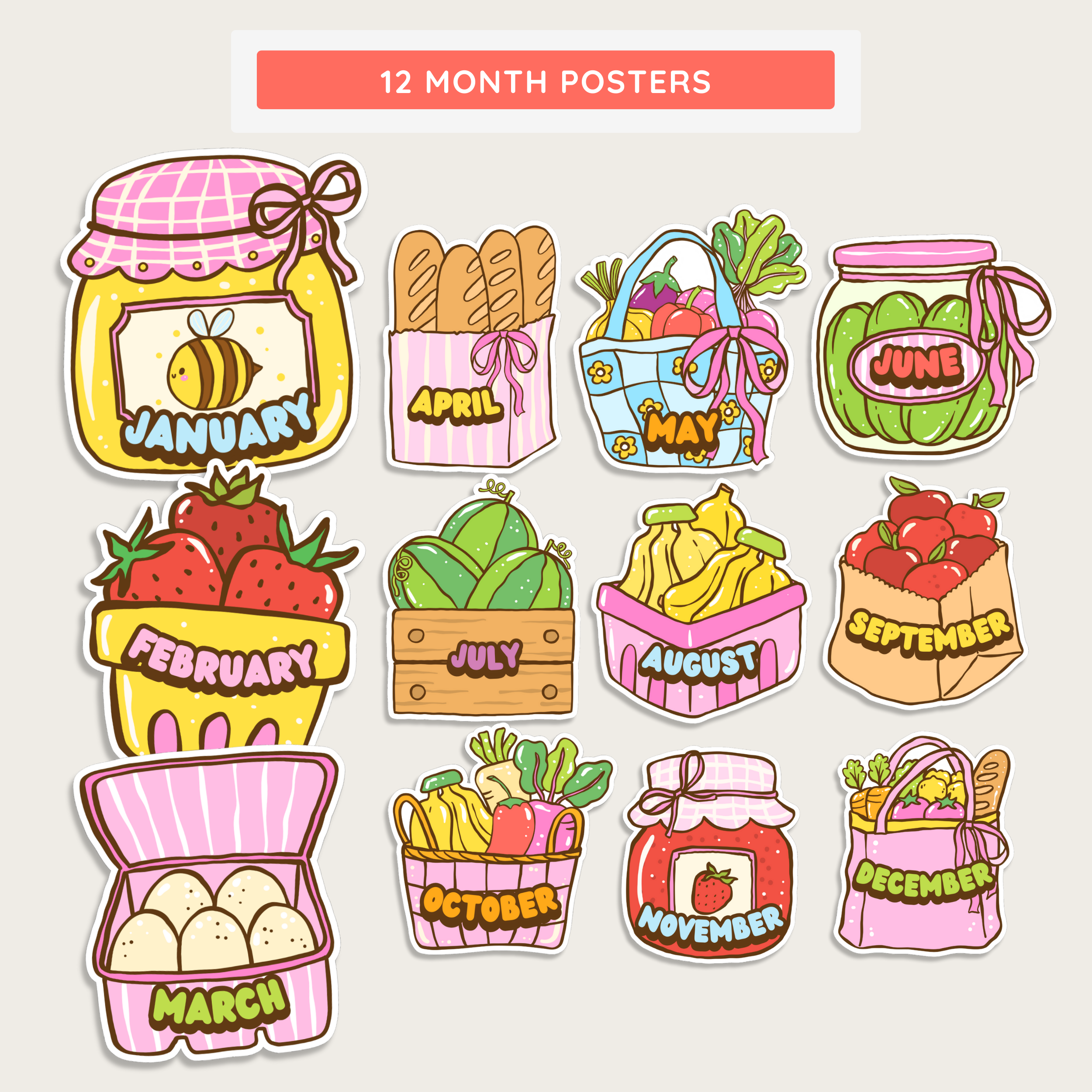 Birthday Bulletin Board Display: Farmer's Market Classroom Decor Theme, Editable Canva Template (Digital Download)