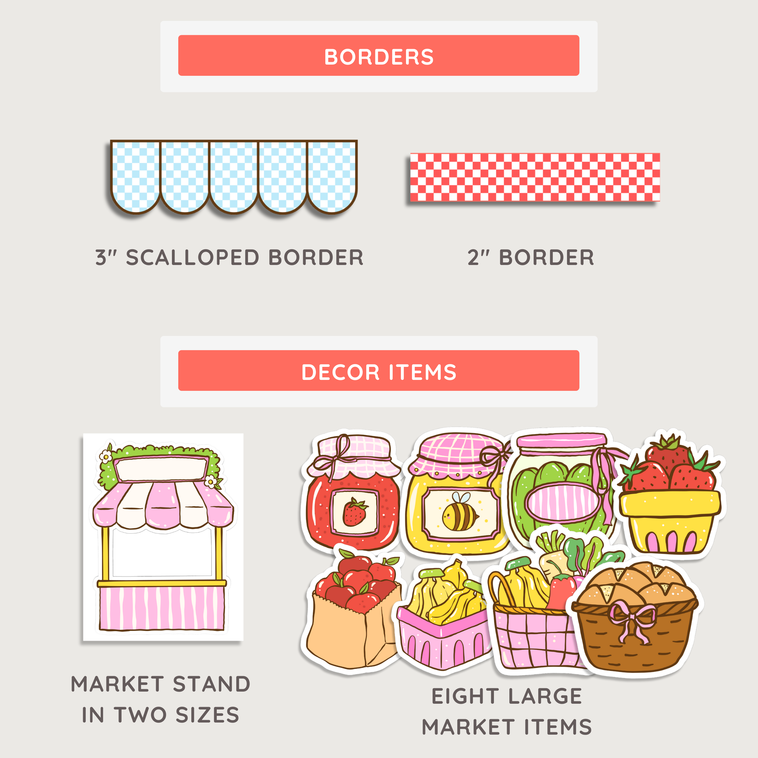 Welcome Bulletin Board Printable Display: Farmer's Market Teacher Door Kit, Editable Canva Template (Digital Download)