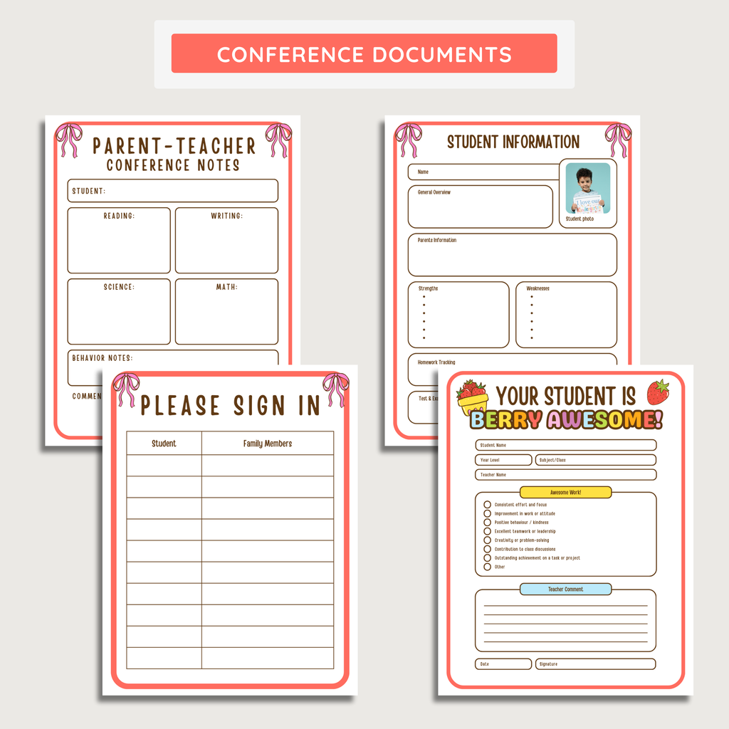 Parent Teacher Conference Documents: Farmer's Market Decor Theme, Editable Canva Template (Printable Digital Download)