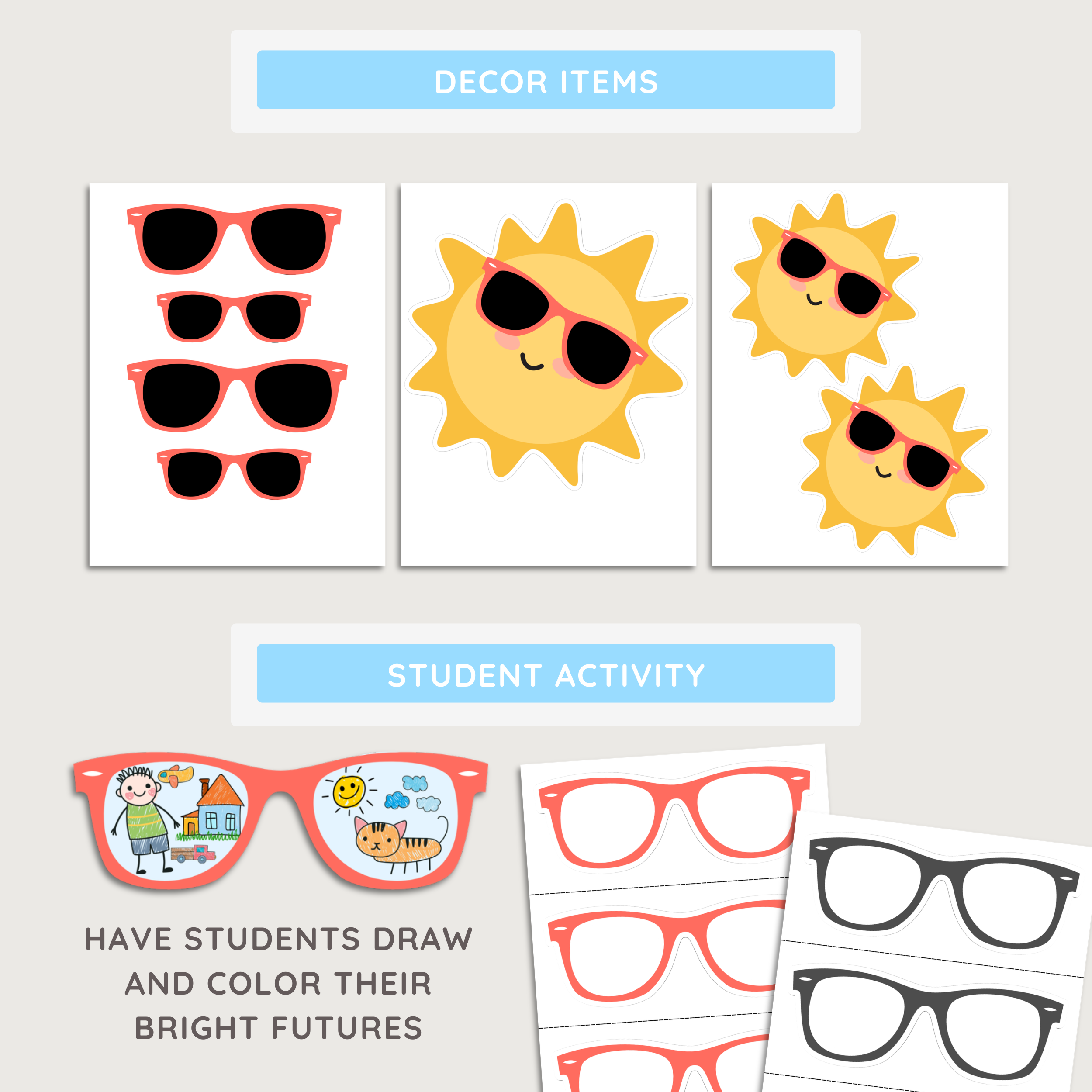 Our Future Is Bright Bulletin Board Display: Editable Canva Template (Digital Download), End of School Year/Summer Display Kit
