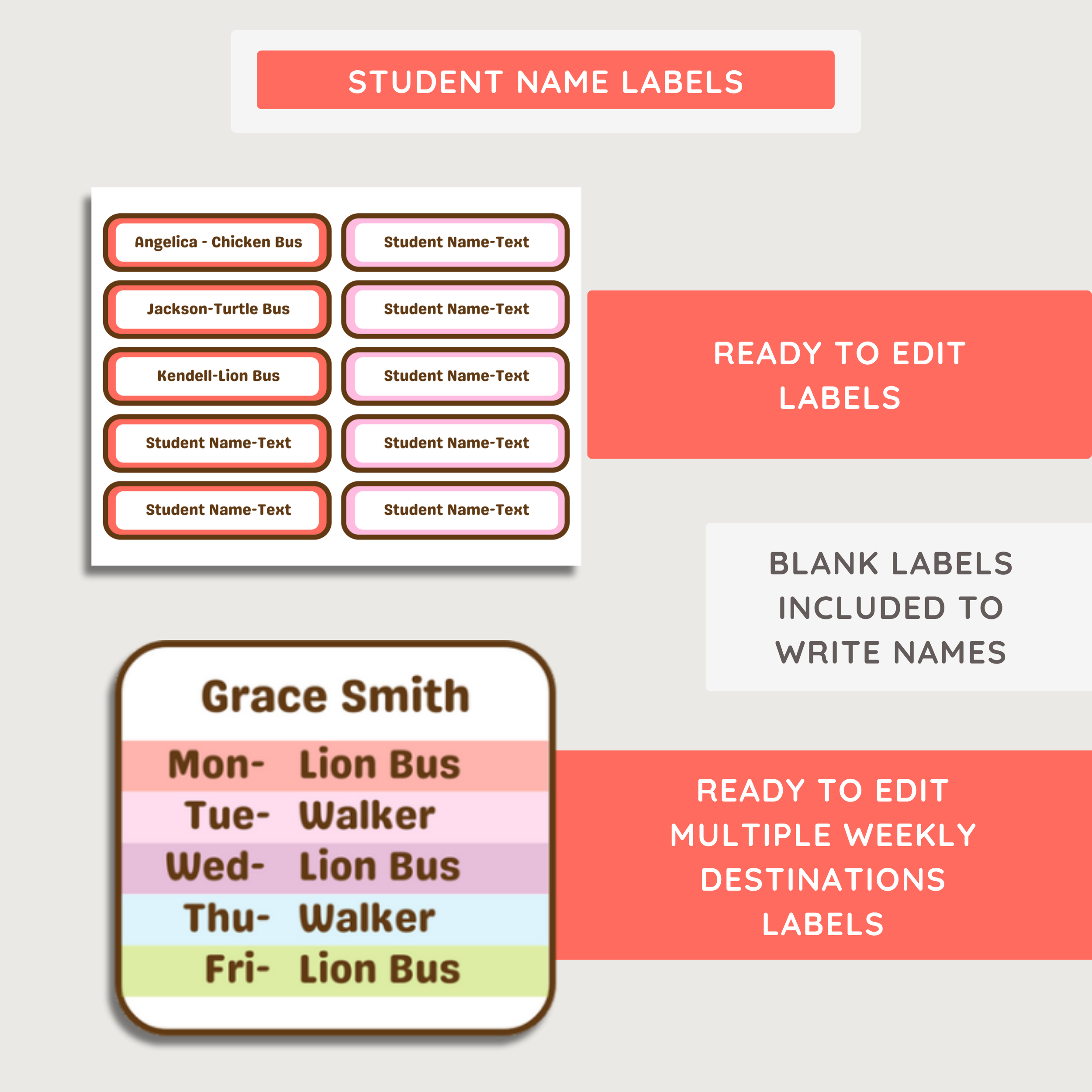 Classroom School Dismissal Printable Display: Farmer's Market Decor Theme, Editable Template (Digital Download)