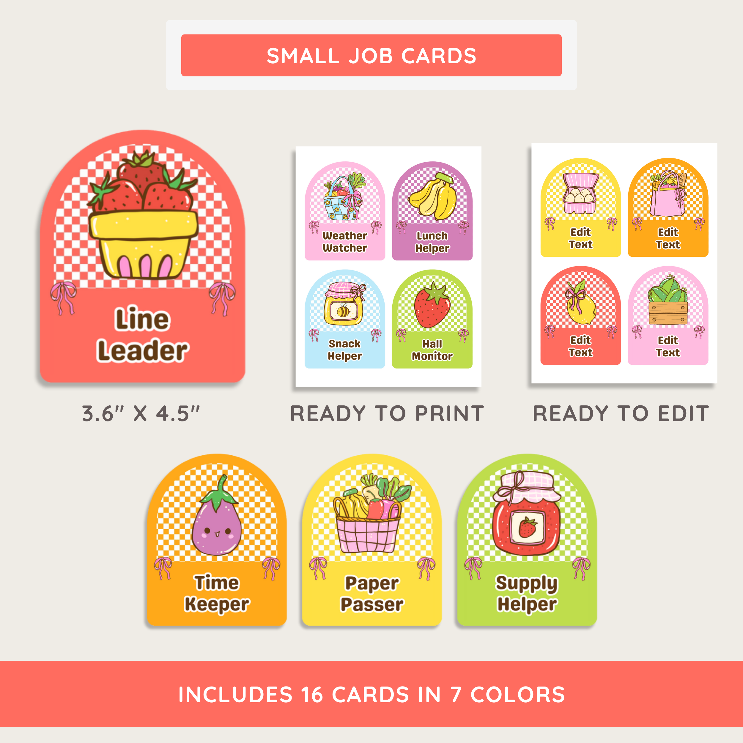 Classroom Jobs Student Helpers Printable Display: Farmer's Market Decor Theme, Editable Template (Digital Download)