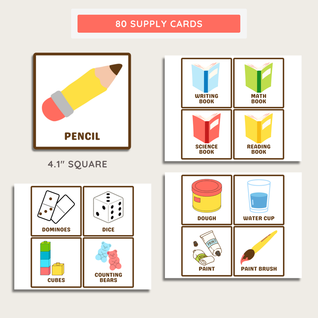 Visual Supply Cards Display: Teacher Instructional Helper, Farmer's Market Classroom Decor Theme, Editable Template (Digital Download)