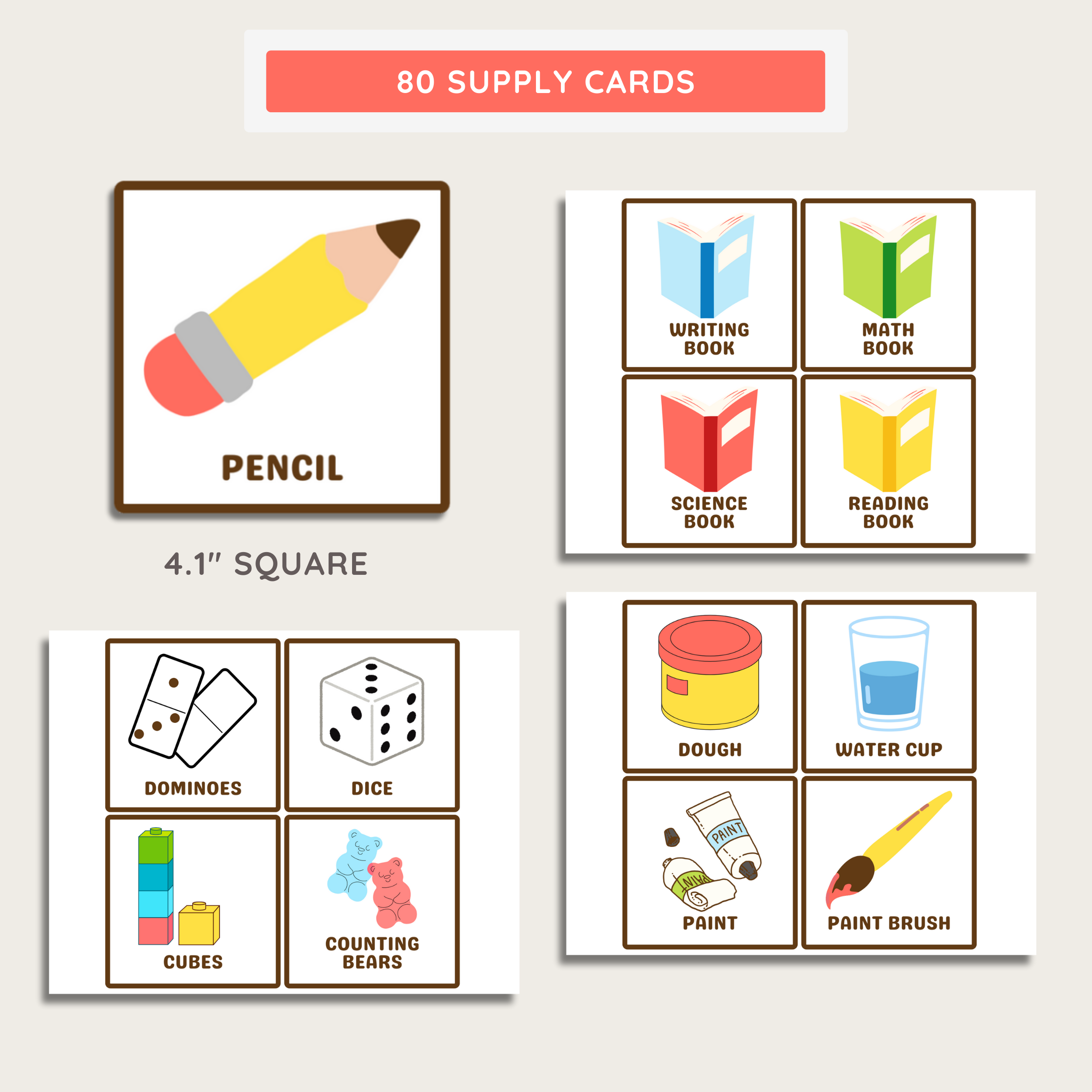 Visual Supply Cards Display: Teacher Instructional Helper, Farmer's Market Classroom Decor Theme, Editable Template (Digital Download)