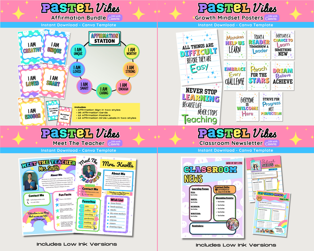 Pastel Happy Sports Classroom Decor Bundle Theme: Editable Printable Displays & Teacher Organizational Materials (Canva Digital Download)